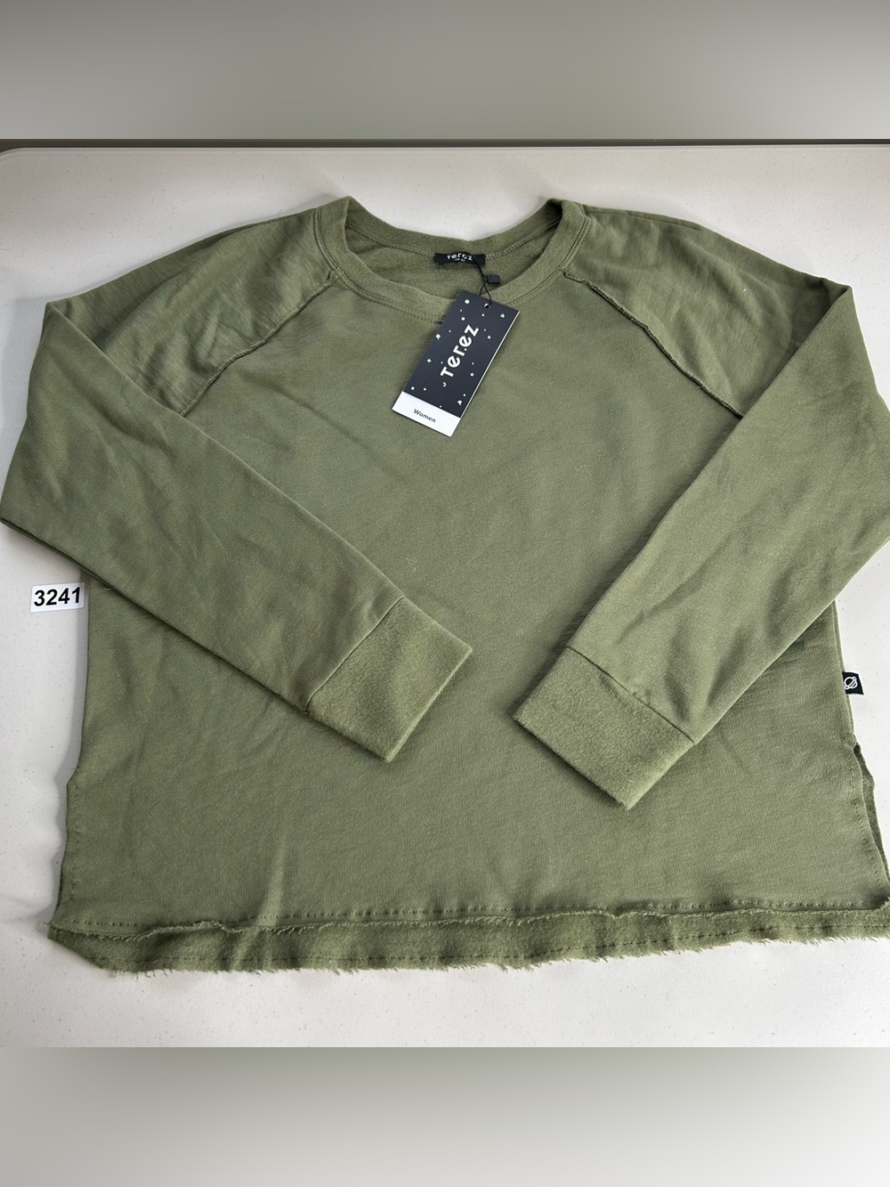 Terez Women’s Sweater Small Olive Green Long Sleeves Crewneck New